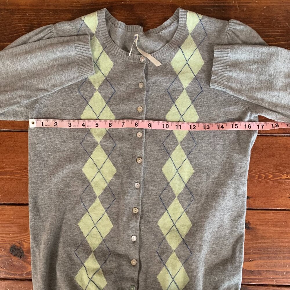 Ralph Lauren Polo Jeans Argyle Gray Women's Medium Button Down Cardigan Sweater - Picture 11 of 13